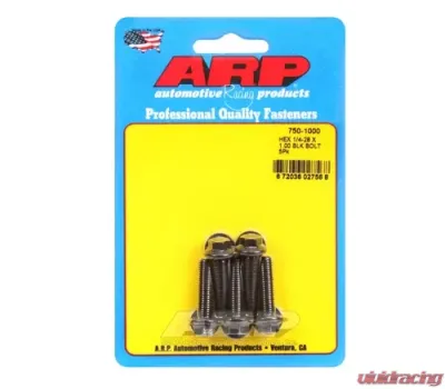 ARP 1/4-28 x 1.000 Hex Black Oxide Bolts (5/pkg) for Diesel Fasteners and High Loads - 750-1000
