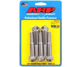 ARP M12 x 1.75 x 70 Hex Black Stainless Steel Bolts (5/pkg) - 14mm Socket, 98 ft-lbs Torque