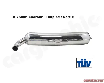 Cargraphic Silencer Super Sound with 75mm Tailpipe Porsche 930 75-89 - CAR1SS75SS