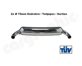 Cargraphic Silencer Super Sound with 75mm Tailpipe Adjustable LH/RH Porsche 930 75-89
