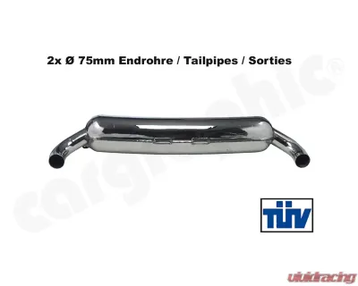 Cargraphic Silencer Super Sound with 75mm Tailpipe Adjustable LH/RH Porsche 930 75-89 - CAR2SS75SS
