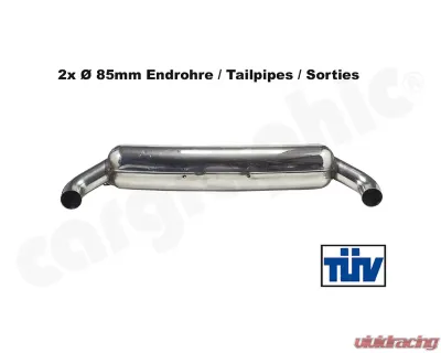 Cargraphic Silencer TUV 2x85mm Tailpipe Porsche 930 75-89 - CAR2SS85