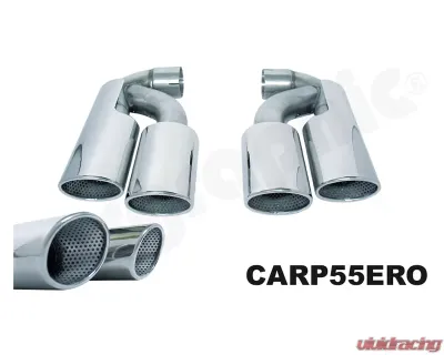 Cargraphic Tailpipe Set Double End Polished 4x100mm Round Porsche Cayenne 02-17 - CARP55ER44