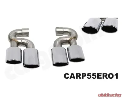 Cargraphic Tailpipe Set Double End Polished 4x100mm Round Porsche Cayenne 02-17 - CARP55ER44