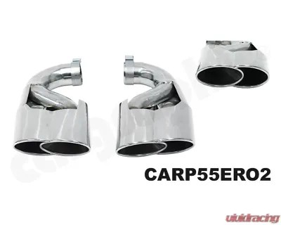 Cargraphic Tailpipe Set Double End Polished 4x100mm Round Porsche Cayenne 02-17 - CARP55ER44