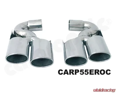 Cargraphic Tailpipe Set Double End Polished 4x100mm Round Porsche Cayenne 02-17 - CARP55ER44