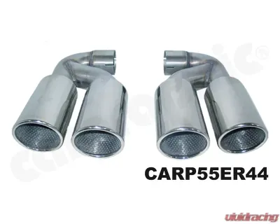Cargraphic Tailpipe Set Double End Polished 4x100mm Round Porsche Cayenne 02-17 - CARP55ER44
