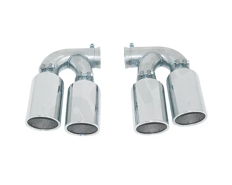 Cargraphic 100mm Polished Quad Round Exhaust Tips Porsche Cayenne 958 Diesel 11-14 - CARP58ER44