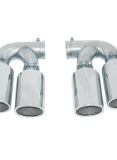 Cargraphic 100mm Polished Quad Round Exhaust Tips Porsche Cayenne 958 Diesel 11-14                                     - CARP58ER44 - Image 3