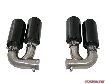 Cargraphic 100mm Black Enamelled Quad Round Exhaust Tips Porsche Cayenne 958 Diesel 11-14 - CARP58ER44ENA