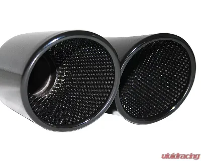 Cargraphic 100mm Black Enamelled Quad Round Exhaust Tips Porsche Cayenne 958 Diesel 11-14 - CARP58ER44ENA
