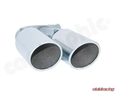 Cargraphic Tailpipe Set Double End Polished Porsche Cayenne 02-17 - CARP58ER44PET