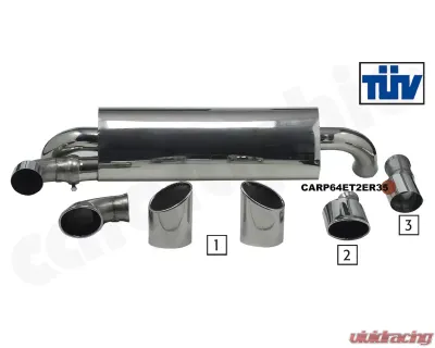 Cargraphic Silencer Turbo S Look with 89mm Round Tailpipes Porsche 964 89-94 - CARP64ET2ER35