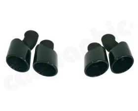 Cargraphic Tailpipe Set Double End Black Enamelled 2x100mm Round Perforated Insert Porsche 970 Panamera 10-17