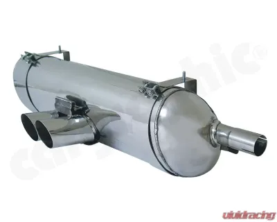 Cargraphic Silencer Tuv Sound Version with 2x76mm Round|Slash Tailpipes Porsche Boxster 00-04 - CARP86SET