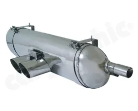 Cargraphic Silencer Tuv Sound Version with 2x89mm Round|Slash Tailpipes Porsche Boxster 00-04