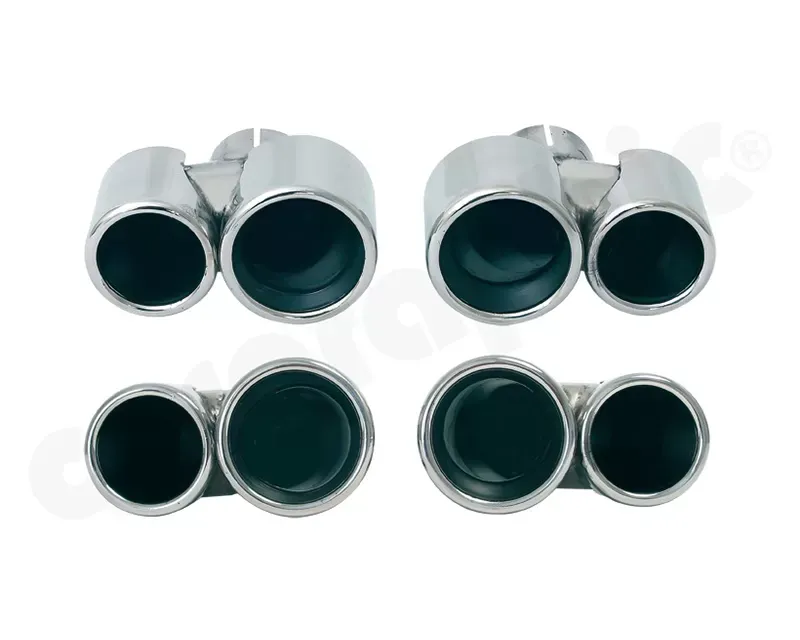 Cargraphic Tailpipe Set Double End Black Enamelled 2x89mm Inner Pipe Rolled In Porsche 996 C2|C4 98-05 - CARP96TEROEENA