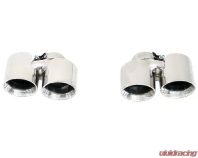 Cargraphic 89mm Polsished Quad Round Exhaust Tips Porsche 997.2 Turbo 10-12 - CARP97TDFIER