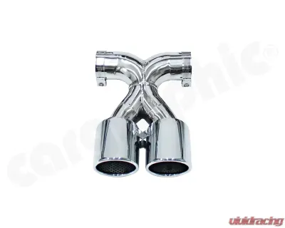Cargraphic Tailpipe Double End Polished 2x89mm Rolled|Slash Cut|with Perforated Insert Porsche Boxster 97-16 - PERP87ER35RX