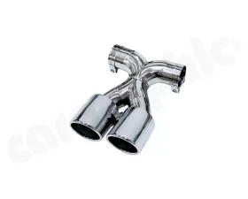 Cargraphic Tailpipe Double End Polished 2x89mm Rolled|Slash Cut|with Perforated Insert Porsche Boxster 97-16