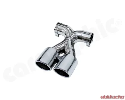 Cargraphic Tailpipe Double End Polished 2x89mm Rolled|Slash Cut|with Perforated Insert Porsche Boxster 97-16 - PERP87ER35RX