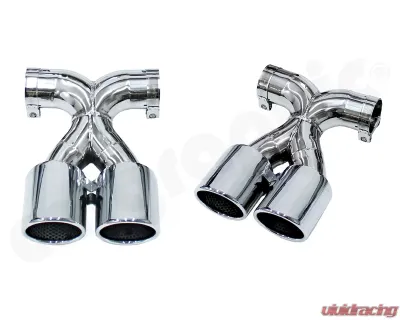 Cargraphic Tailpipe Double End Polished 2x89mm Rolled|Slash Cut|with Perforated Insert Porsche Boxster 97-16 - PERP87ER35RX
