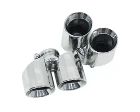 Cargraphic 2x89mm Modena Style Round Polished Quad Exhaust Tips Perforated Insert Porsche 991 3.4L 14-16