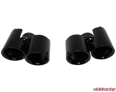 Cargraphic 2x89mm Modena Style Round Black Thermopaint Quad Exhaust Tips Porsche 991 3.4L 14-16 - PERP9134ERMTP