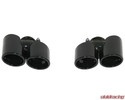 Cargraphic 2x89mm Modena Style Round Black Thermopaint Quad Exhaust Tips Porsche 991 3.4L 14-16 - PERP9134ERMTP