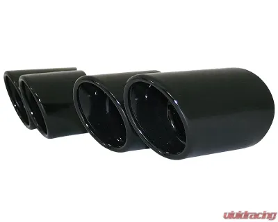 Cargraphic 2x89mm Modena Style Round Black Thermopaint Quad Exhaust Tips Porsche 991 3.4L 14-16 - PERP9134ERMTP