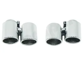 Cargraphic 2x89mm Modena Style Round Quad Black Enamel Exhaust Tips Perforated Insert Porsche 991 Turbo | S 3.8L