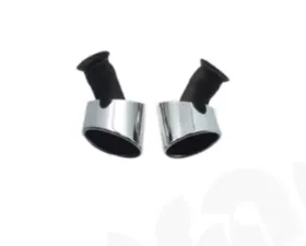 Cargraphic Polished 89mm x 115mm Rolled Oval Cut Tailpipe Set Porsche 996 Carrera 3.4L 98-05