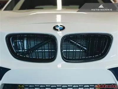 AutoTecknic Dual-Slats Carbon Fiber Front Grilles BMW F87 M2 | F22 2-Series 2014-2019 - ATK-BM-0172-DS-CF