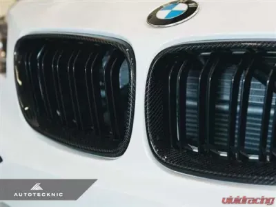 AutoTecknic Dual-Slats Carbon Fiber Front Grilles BMW F87 M2 | F22 2-Series 2014-2019 - ATK-BM-0172-DS-CF