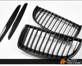 AutoTecknic Set Of Carbon Fiber Kidney Grilles BMW E90 Sedan | E91 Wagon | 3 Series 06-11