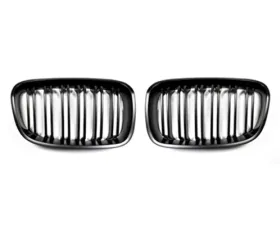 AutoTecknic Stealth Black Dual-Slats Front Grilles BMW F20 1-Series 12-14