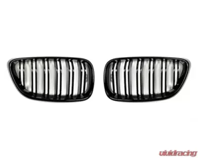 AutoTecknic Glazing Black Dual-Slats Front Grilles BMW F22 2-Series 14-20 - BM-0172-DS-GB