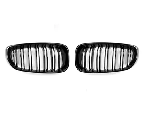 AutoTecknic Replacement Dual-Slats Glazing Black Front Grilles BMW F34 3-Series GT Gran Turismo 13-15 - BM-0173-DS-GB