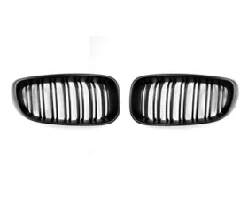 AutoTecknic Replacement Dual-Slats Stealth Black Front Grilles BMW F34 3-Series GT Gran Turismo 13-15