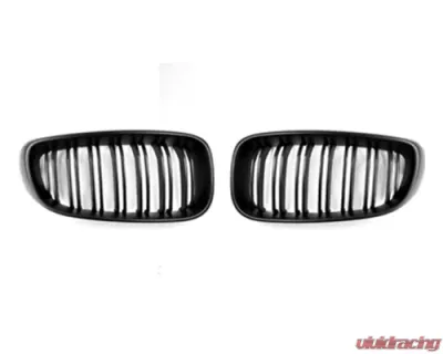 AutoTecknic Replacement Dual-Slats Stealth Black Front Grilles BMW F34 3-Series GT Gran Turismo 13-15 - BM-0173-DS-MB