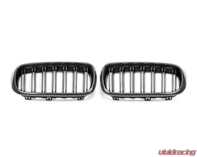 AutoTecknic Replacement Dual-Slats Carbon Fiber Front Grilles BMW F15 X5|F16 X6|F86 X6M 2014-2018 - BM-0174-DS-CF