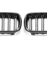 AutoTecknic Glazing Black Dual-Slats Front Grilles BMW F15 X5|F85 X5M|F16 X6|F86 X6M 2004-2018                                     - BM-0174-DS-CF - Image 3