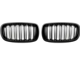 AutoTecknic Stealth Black Dual-Slats Front Grilles BMW F15 X5|F16 X6 2014-2018