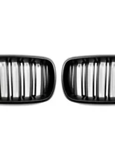 AutoTecknic Stealth Black Dual-Slats Front Grilles BMW F15 X5|F16 X6 2014-2018                                     - BM-0174-DS-MB - Image 2