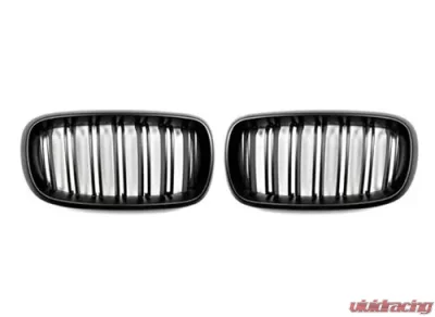 AutoTecknic Stealth Black Dual-Slats Front Grilles BMW F15 X5|F16 X6 2014-2018 - BM-0174-DS-MB