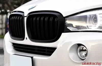 AutoTecknic Stealth Black Dual-Slats Front Grilles BMW F15 X5|F16 X6 2014-2018 - BM-0174-DS-MB