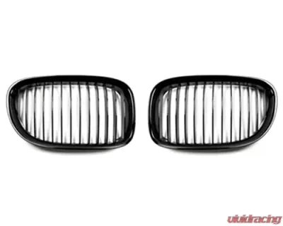 AutoTecknic Replacement Glazing Black Front Grilles BMW F01 | F02 7-Series 2007-2015 - BM-0177-GB