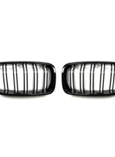 AutoTecknic Replacement ABS Gloss Black Front Kidney Dual Slats Grilles BMW F30 | F31 3 Series 12-15                                     - BM-0179-DS-GB - Image 3