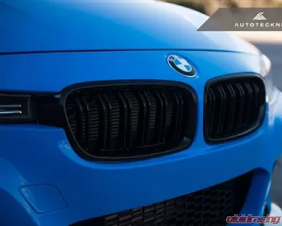 AutoTecknic Replacement ABS Gloss Black Front Kidney Dual Slats Grilles BMW F30 | F31 3 Series 12-15 - BM-0179-DS-GB