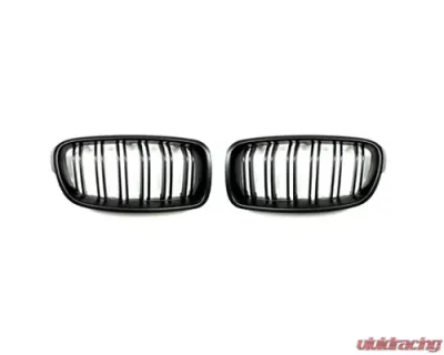 AutoTecknic Replacement ABS Matte Black Front Kidney Dual Slats Grilles BMW F30 | F31 3 Series 12-15 - BM-0179-DS-MB